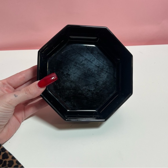 Vintage retro Arcoroc France black octagon trinket dish bowl - Picture 3 of 5